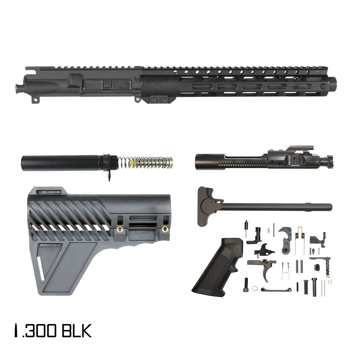 Davidson Defense Halcyon w/Gauntlet Arms Brace 10.5-inch Pistol-Gas 1:8 .300 BLK AR-15 Freefloat M-Lok Handguard Pistol Full Build Kit