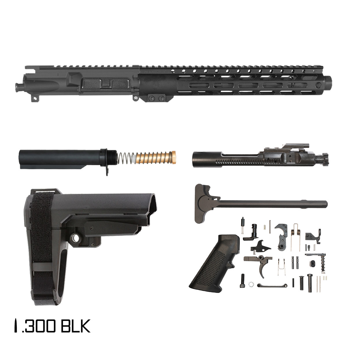 Davidson Defense Halcyon w/SBA3 Brace 10.5-inch Pistol-Gas 1:8 .300 BLK AR-15 Freefloat M-Lok Handguard Pistol Full Build Kit