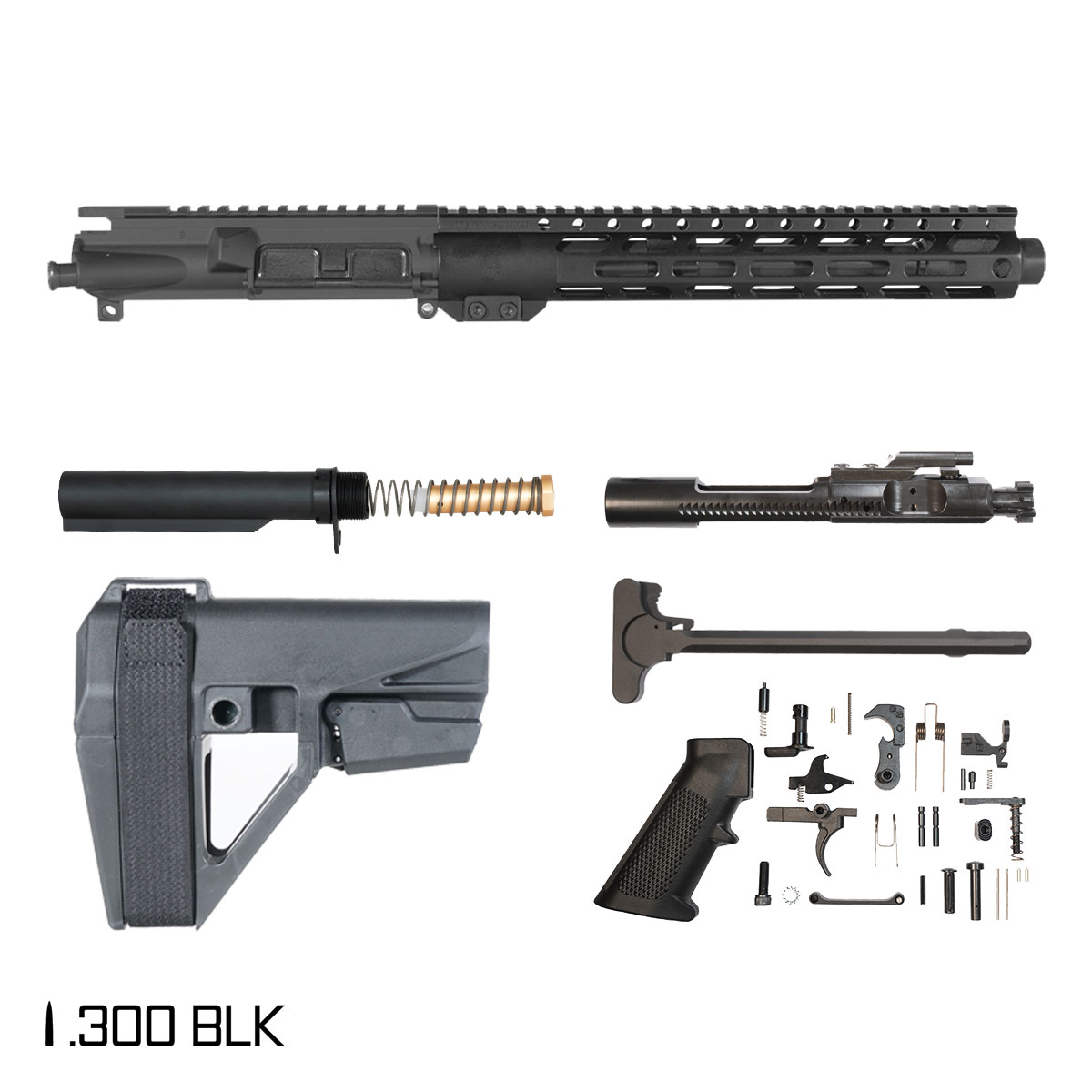 Davidson Defense Halcyon w/SBA5 Brace 10.5-inch Pistol-Gas 1:8 .300 BLK AR-15 Freefloat M-Lok Handguard Pistol Full Build Kit