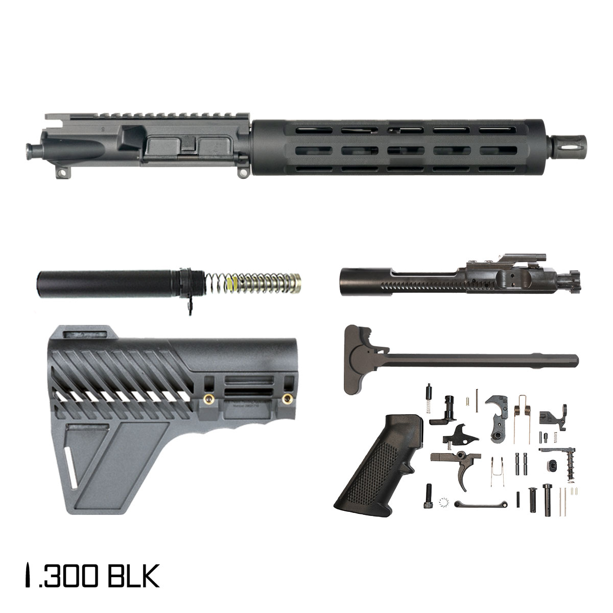 Davidson Defense Gladius w/Gauntlet Arms Brace 10.5-inch Pistol-Gas 1:8 .300 BLK AR-15 Freefloat Tubular M-Lok Handguard Pistol Full Build Kit