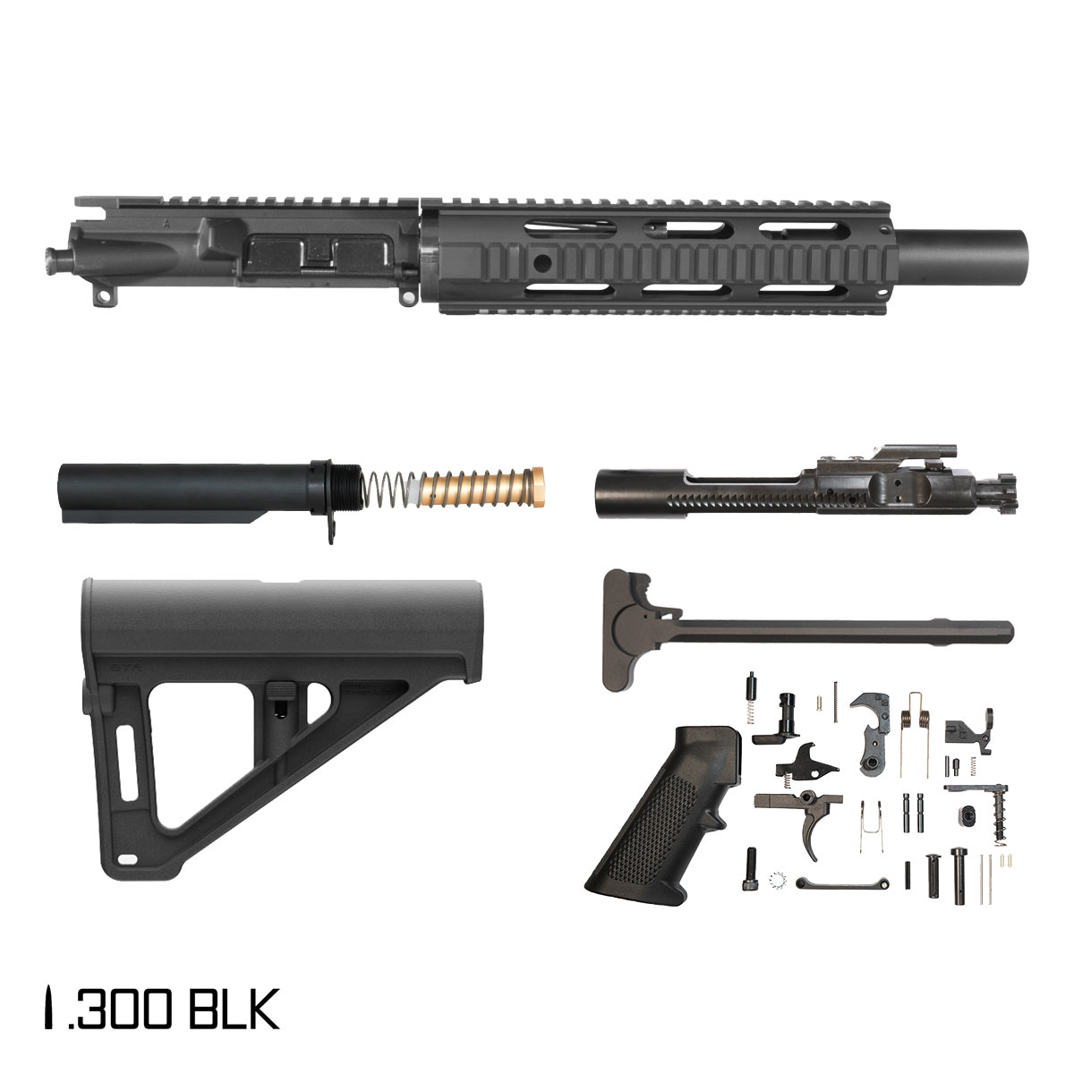 Davidson Defense Enterprise w/Magpul BTR Brace 7.5-inch Pistol-Gas 1:8 .300 BLK AR-15 Freefloat Quad-Rail Handguard Pistol Full Build Kit