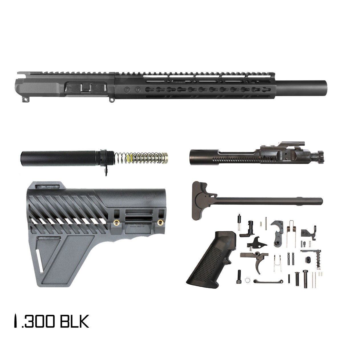 Davidson Defense Sith w/Gauntlet Arms Brace 10.5-inch Pistol-Gas 1:8 .300 BLK AR-15 Freefloat Keymod Handguard Pistol Full Build Kit