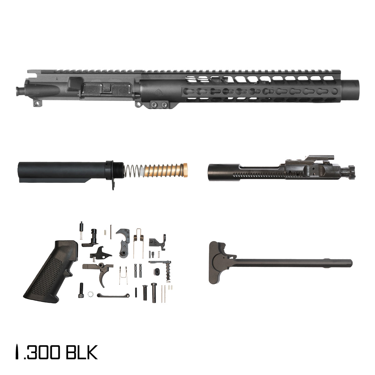 Davidson Defense Droid 7.5-inch Pistol-Gas 1:8 .300 BLK AR-15 Freefloat Keymod Handguard Pistol Full Build Kit, SBR Ready