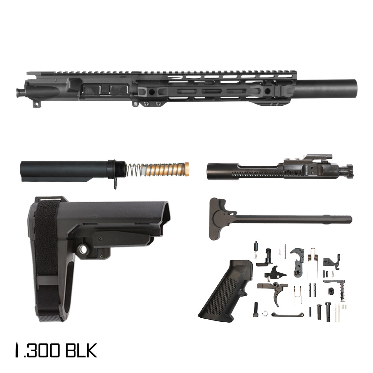 Davidson Defense Meteor w/SBA3 Brace 8.5-inch Pistol-Gas 1:8 .300 BLK AR-15 Freefloat M-Lok Handguard Pistol Full Build Kit