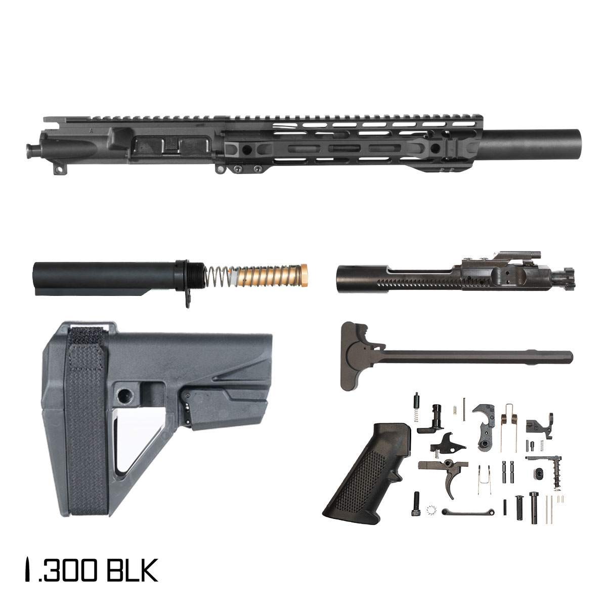 Davidson Defense Meteor w/SBA5 Brace 8.5-inch Pistol-Gas 1:8 .300 BLK AR-15 Freefloat M-Lok Handguard Pistol Full Build Kit
