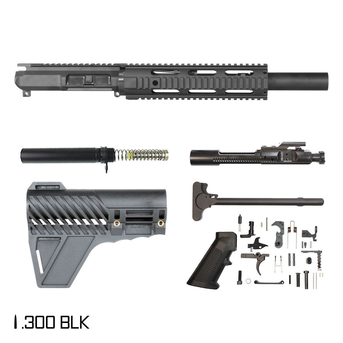 Davidson Defense Stardust 300 w/Gauntlet Arms Brace 8.5-inch Pistol-Gas 1:8 .300 BLK AR-15 Freefloat Quad-Rail Handguard Pistol Full Build Kit