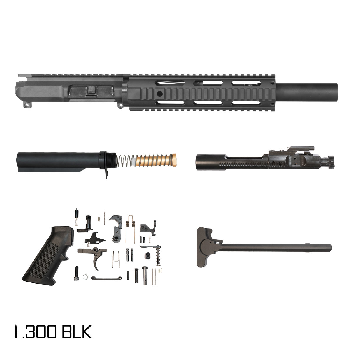 Davidson Defense Stardust 8.5-inch Pistol-Gas 1:8 .300 BLK AR-15 Freefloat Quad-Rail Handguard Pistol Full Build Kit, SBR Ready