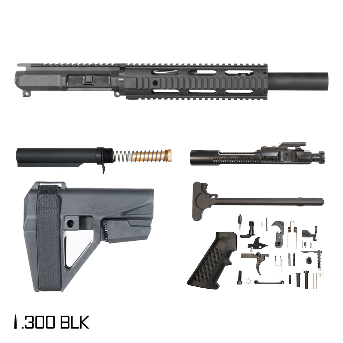 Davidson Defense Stardust 300 w/SBA5 Brace 8.5-inch Pistol-Gas 1:8 .300 BLK AR-15 Freefloat Quad-Rail Handguard Pistol Full Build Kit