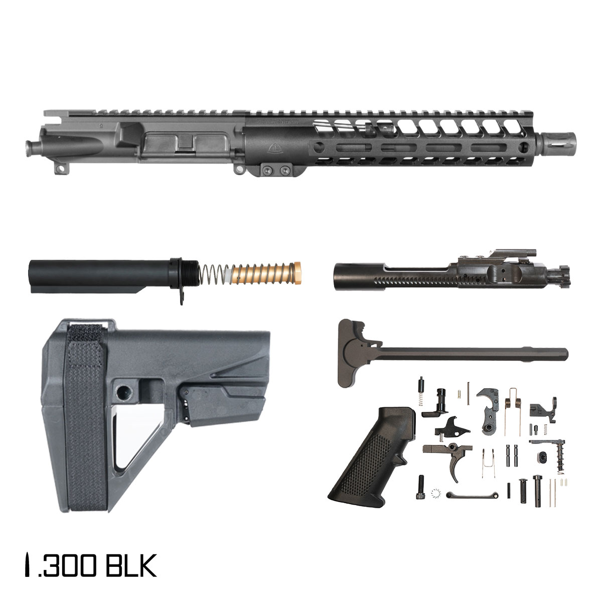 Davidson Defense Fleetbane w/SBA5 Brace 10.5-inch Pistol-Gas 1:8 .300 BLK AR-15 Freefloat M-Lok Handguard Pistol Full Build Kit