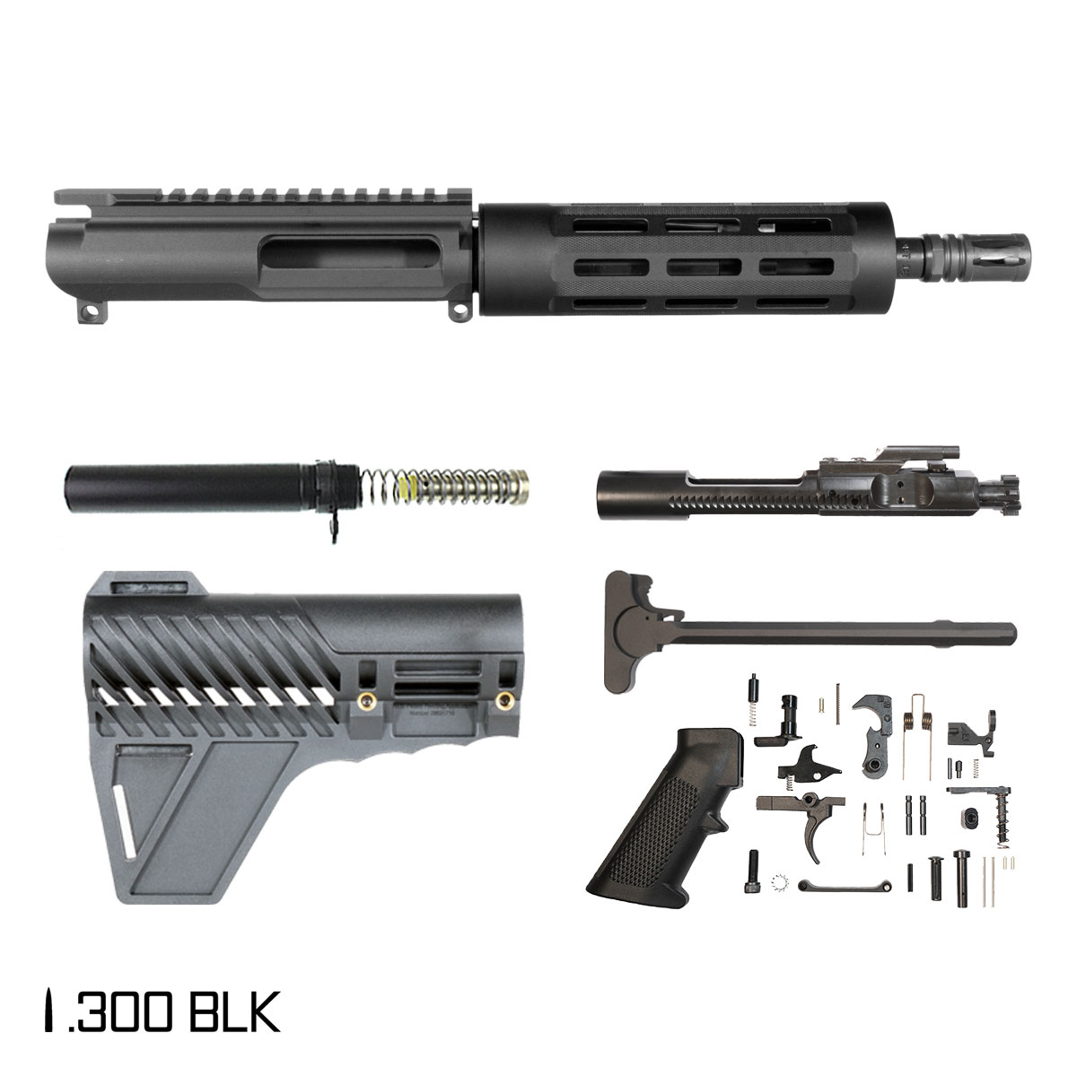 Davidson Defense Corestrike w/Gauntlet Arms Brace 8.5-inch Pistol-Gas 1:8 .300 BLK AR-15 Freefloat Tubular M-Lok Handguard Pistol Full Build Kit