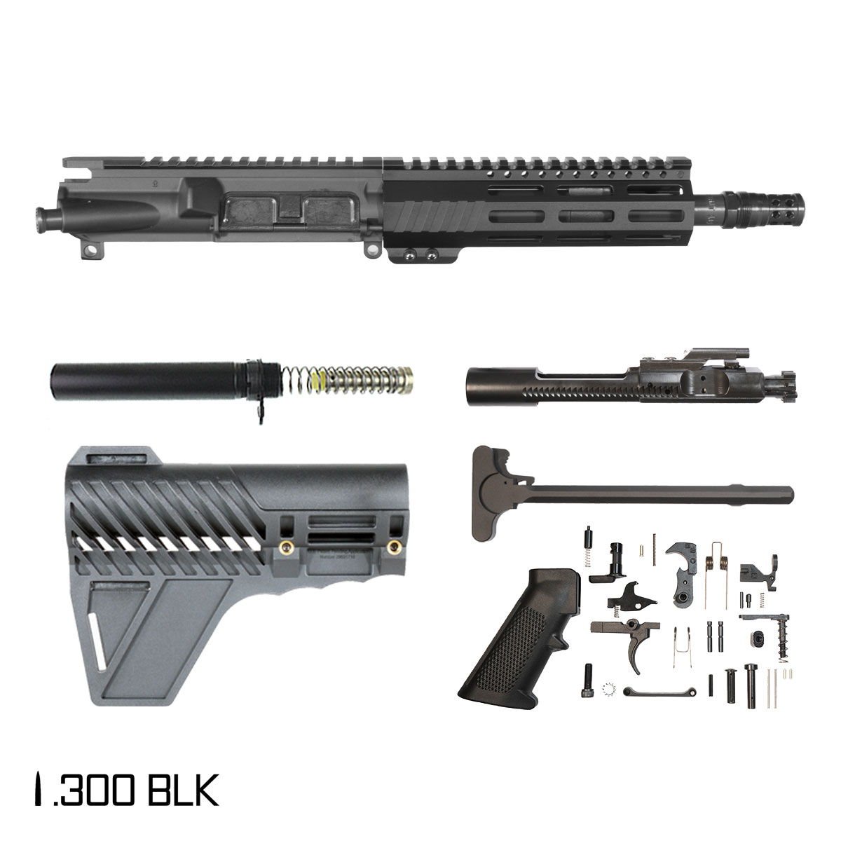 Davidson Defense Aegis w/ DTT Plan B Radial Brake w/Gauntlet Arms Brace 8.5-inch Pistol-Gas 1:8 .300 BLK AR-15 Freefloat Keymod Handguard Pistol Full Build Kit