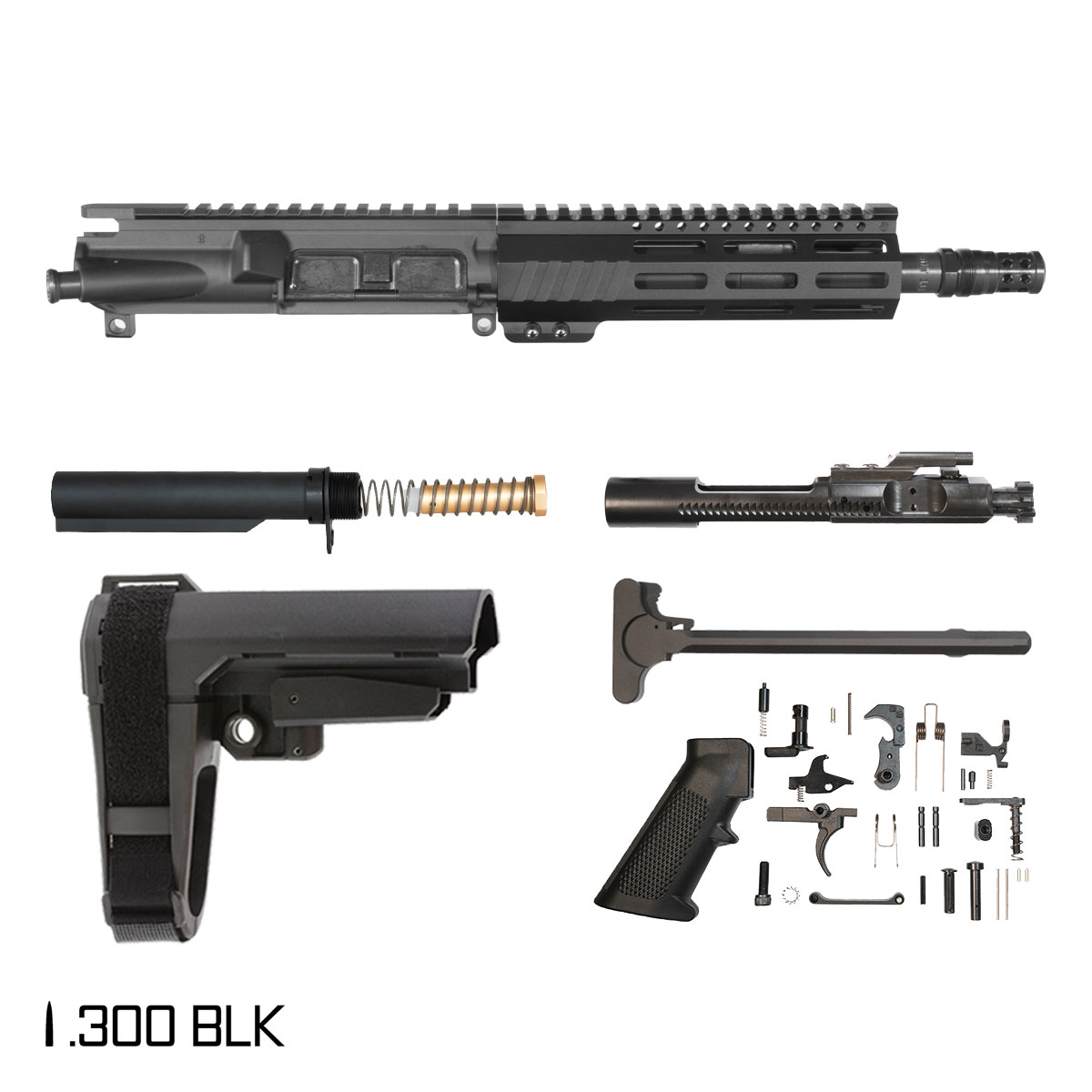 Davidson Defense Aegis w/ DTT Plan B Radial Brake w/SBA3 Brace 8.5-inch Pistol-Gas 1:8 .300 BLK AR-15 Freefloat Keymod Handguard Pistol Full Build Kit