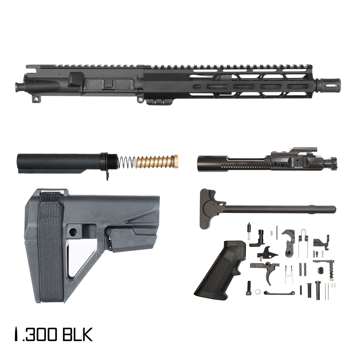 Davidson Defense Marauder w/SBA5 Brace 10.5-inch Pistol-Gas 1:8 .300 BLK AR-15 Freefloat M-Lok Handguard Pistol Full Build Kit