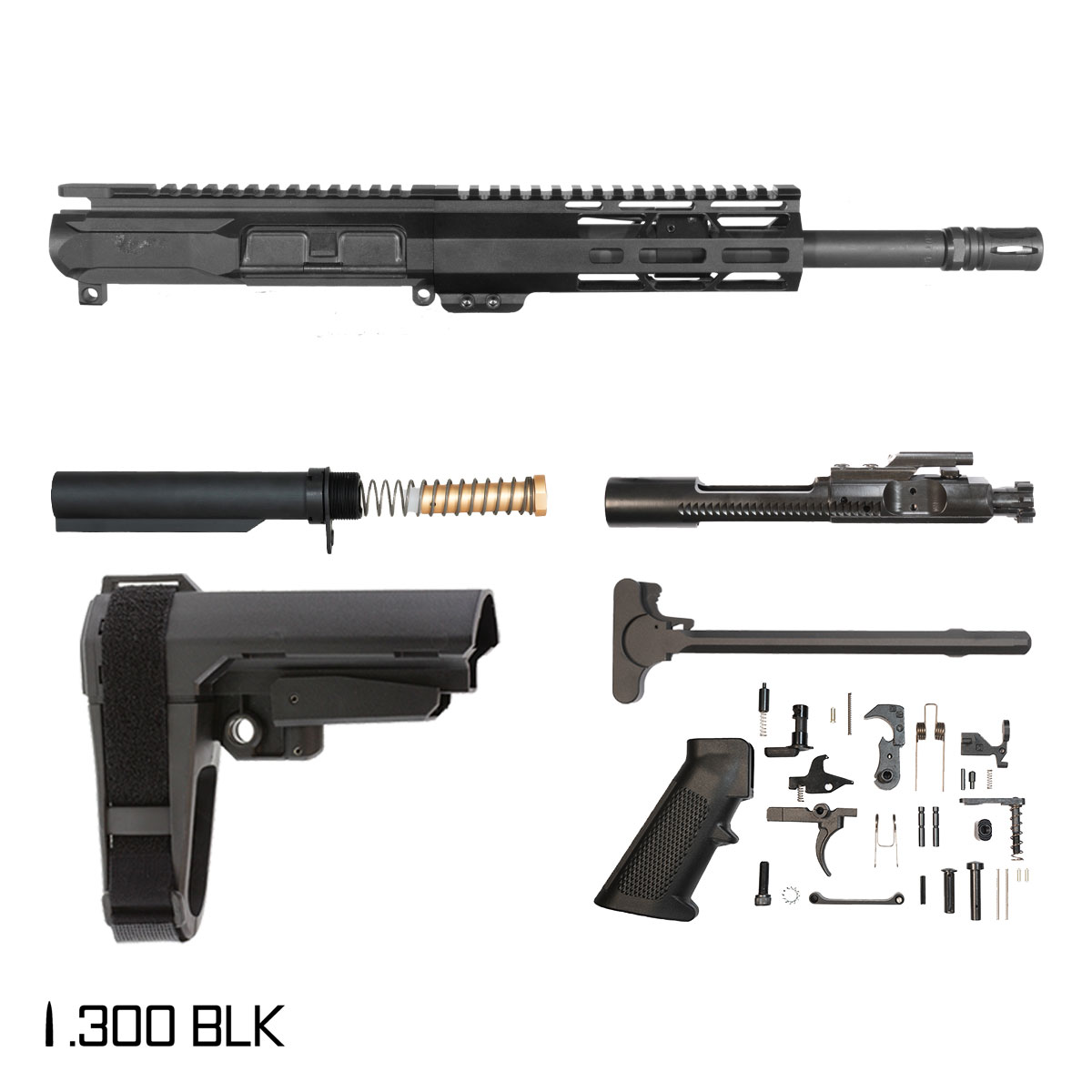 Davidson Defense Epoch w/SBA3 Brace 10.5-inch Pistol-Gas 1:8 300 BLK AR-15 Freefloat M-Lok Handguard Pistol Full Build Kit