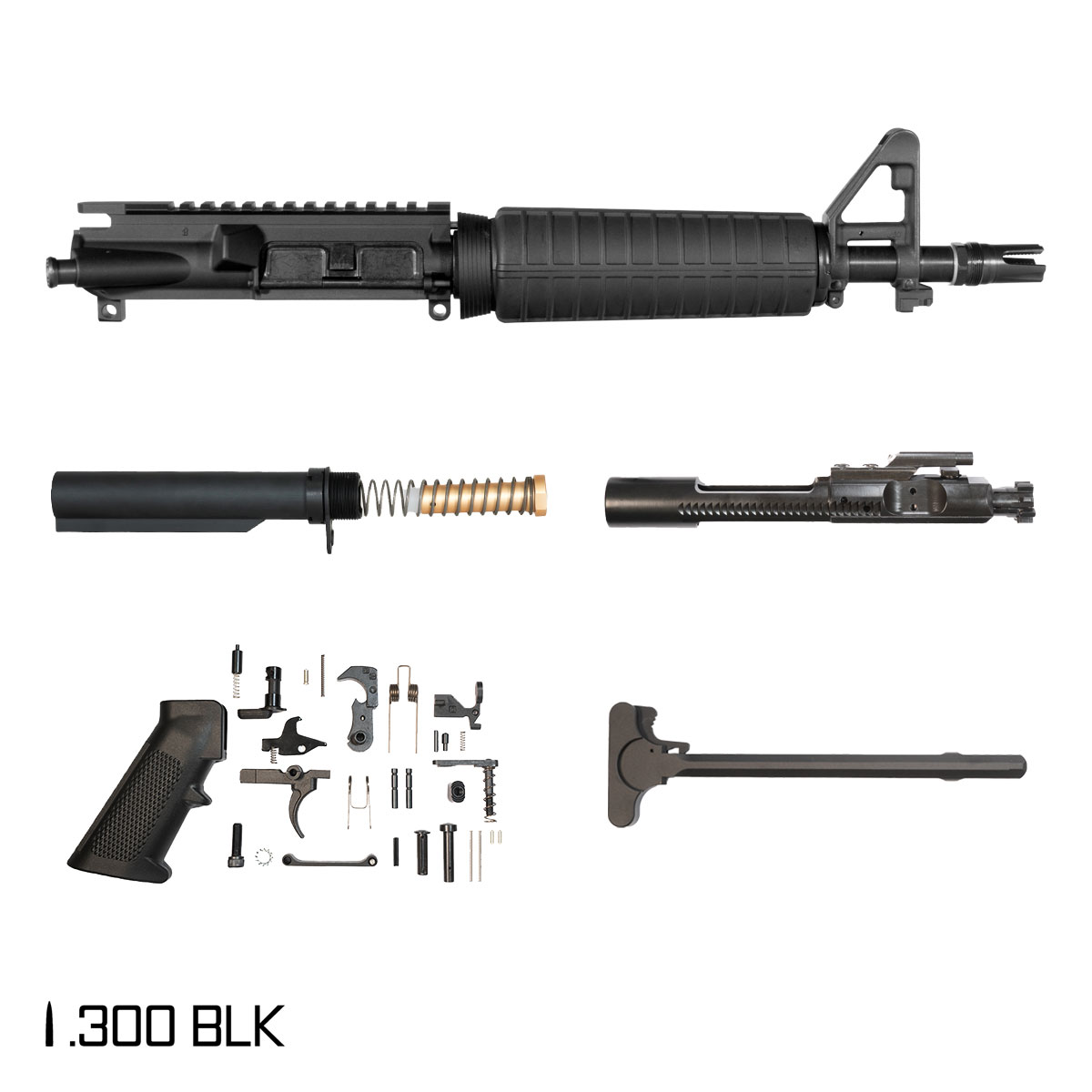 Davidson Defense Ravenspike SBR Ready 10.5-inch Pistol-Gas 1:8 300 BLK AR-15 FSB Carbine-Length Drop-In Handguard Pistol Full Build Kit, Plan B Scorch 3-Prong