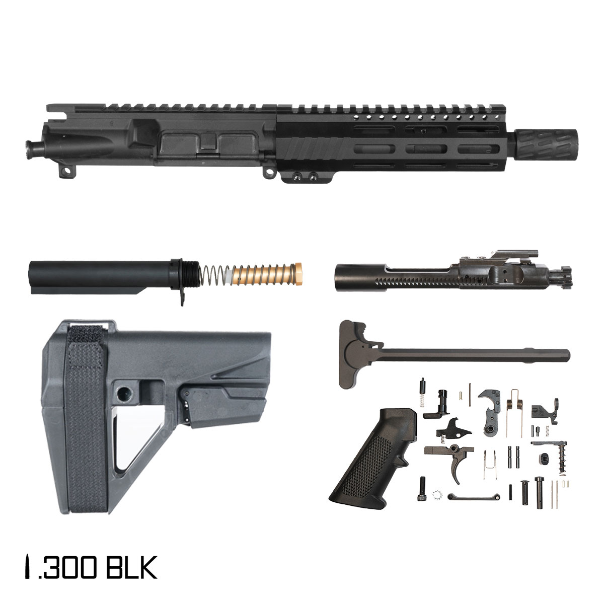 Davidson Defense Aegis w/SBA5 Brace 7.5-inch Pistol-Gas 1:8 300 BLK AR-15 Freefloat M-Lok Handguard Pistol Full Build Kit