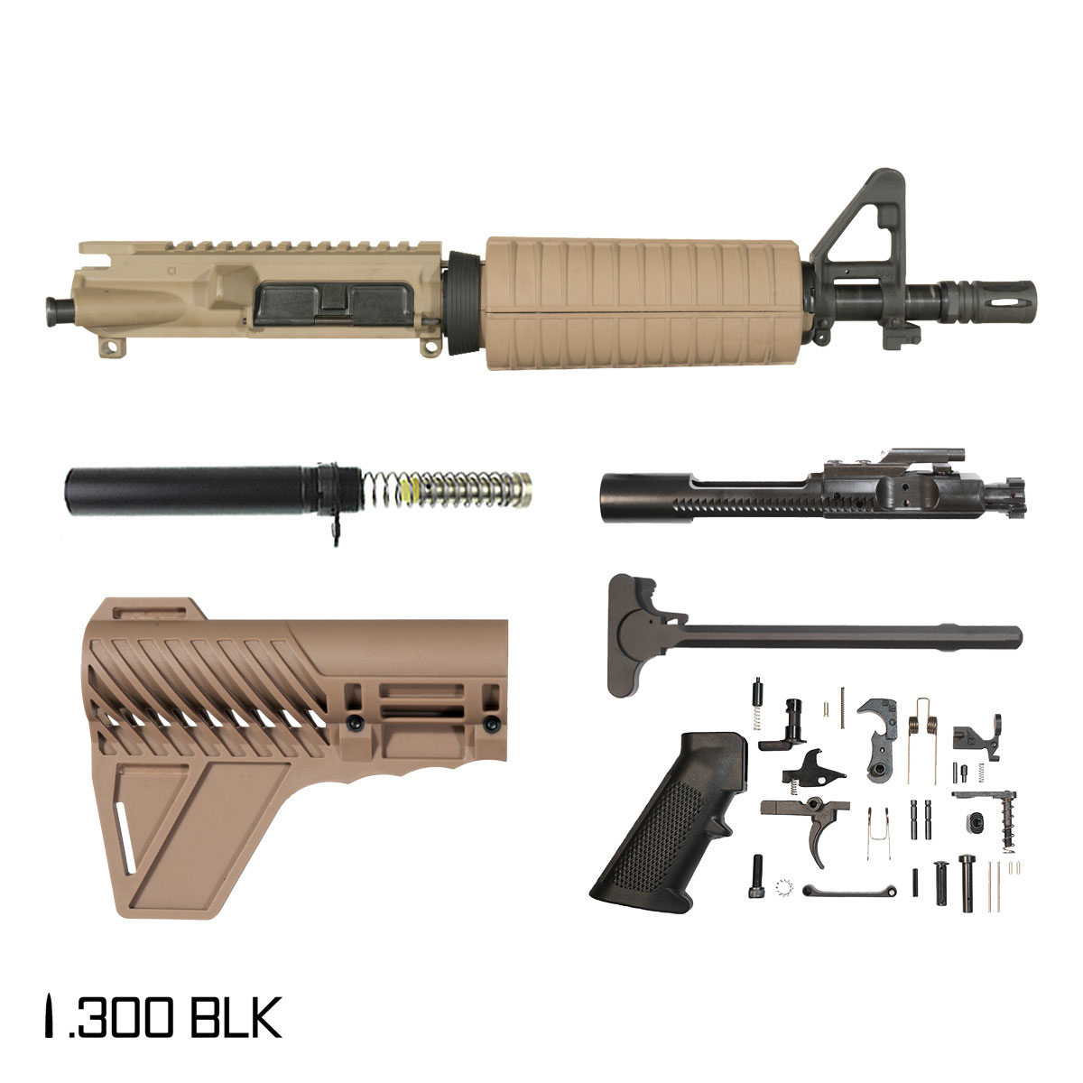 Davidson Defense Sunforge w/FDE Gauntlet Arms Brace 10.5-inch Pistol-Gas 1:8 300 BLK AR-15 FSB Carbine-Length Drop-In Handguard Pistol Full Build Kit