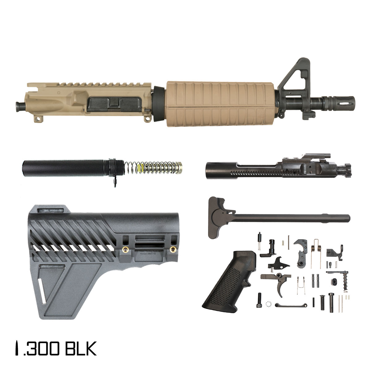 Davidson Defense Sunforge w/Gauntlet Arms Brace 10.5-inch Pistol-Gas 1:8 300 BLK AR-15 FSB Carbine-Length Drop-In Handguard Pistol Full Build Kit