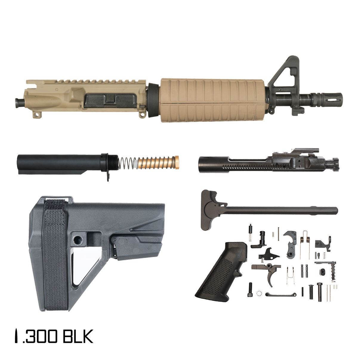 Davidson Defense Sunforge w/SBA5 Brace 10.5-inch Pistol-Gas 1:8 300 BLK AR-15 FSB Carbine-Length Drop-In Handguard Pistol Full Build Kit