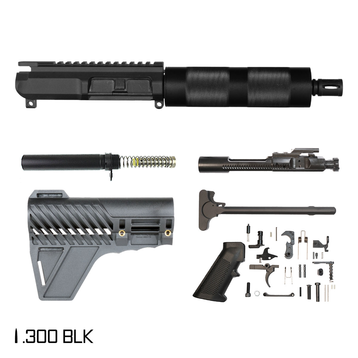 Davidson Defense Foe-Hammer w/Gauntlet Arms Brace 7.5-inch Pistol-Gas 1:8 300 BLK AR-15 Tubular Handguard Pistol Full Build Kit