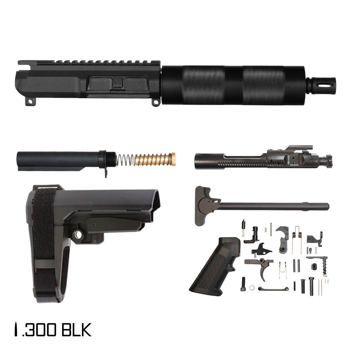 Davidson Defense Foe-Hammer w/SBA3 Brace 7.5-inch Pistol-Gas 1:8 300 BLK AR-15 Tubular Handguard Pistol Full Build Kit