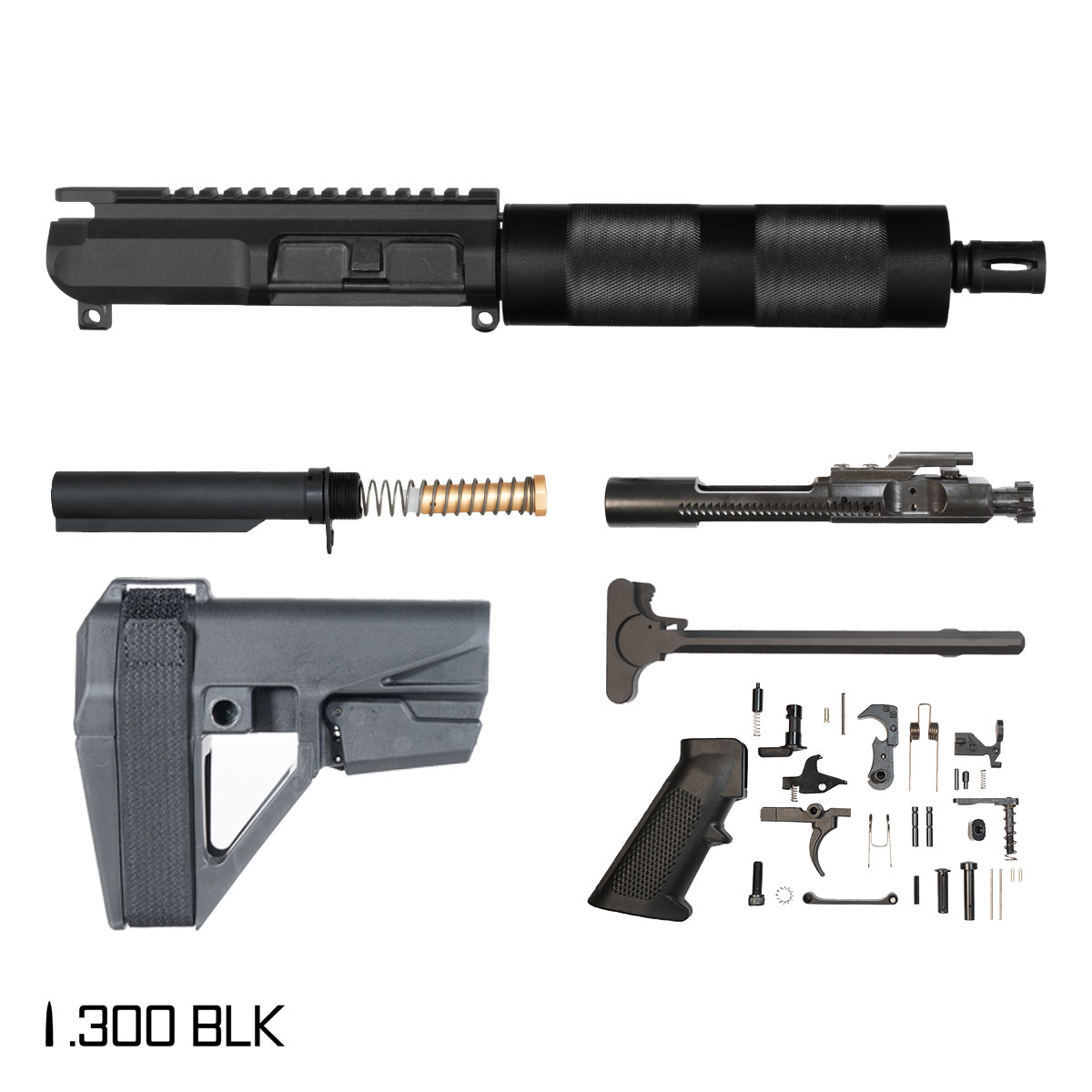 Davidson Defense Foe-Hammer w/SBA5 Brace 7.5-inch Pistol-Gas 1:8 300 BLK AR-15 Tubular Handguard Pistol Full Build Kit
