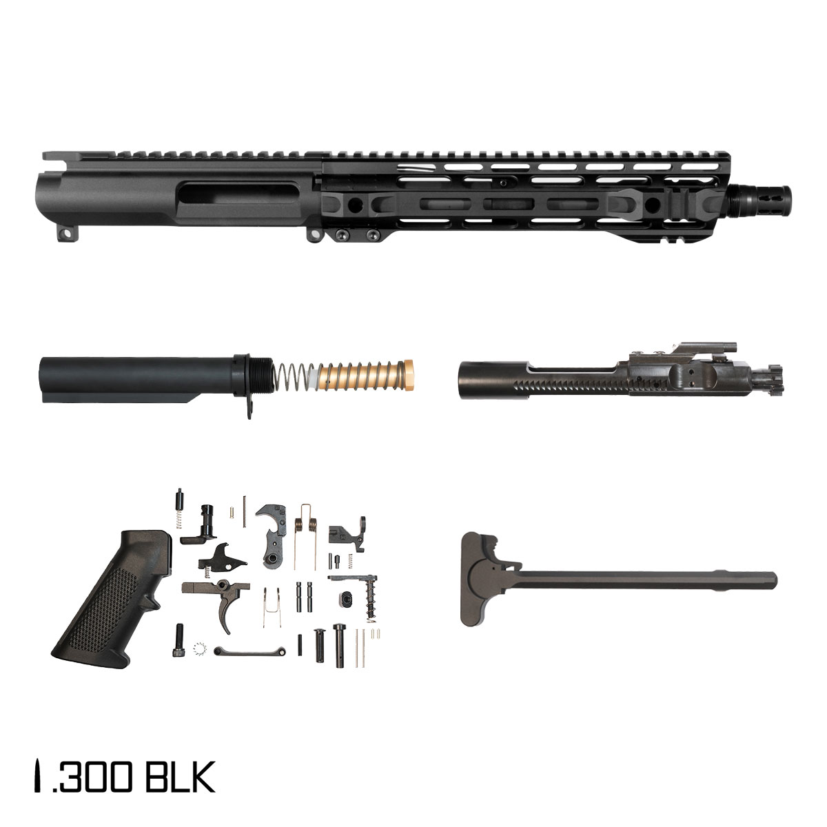 Davidson Defense Atriox SBR Ready 10.5-inch Pistol-Gas 1:8 300 BLK AR-15 M-Lok Pistol Full Build Kit, Plan B Bartizan Muzzle Brake