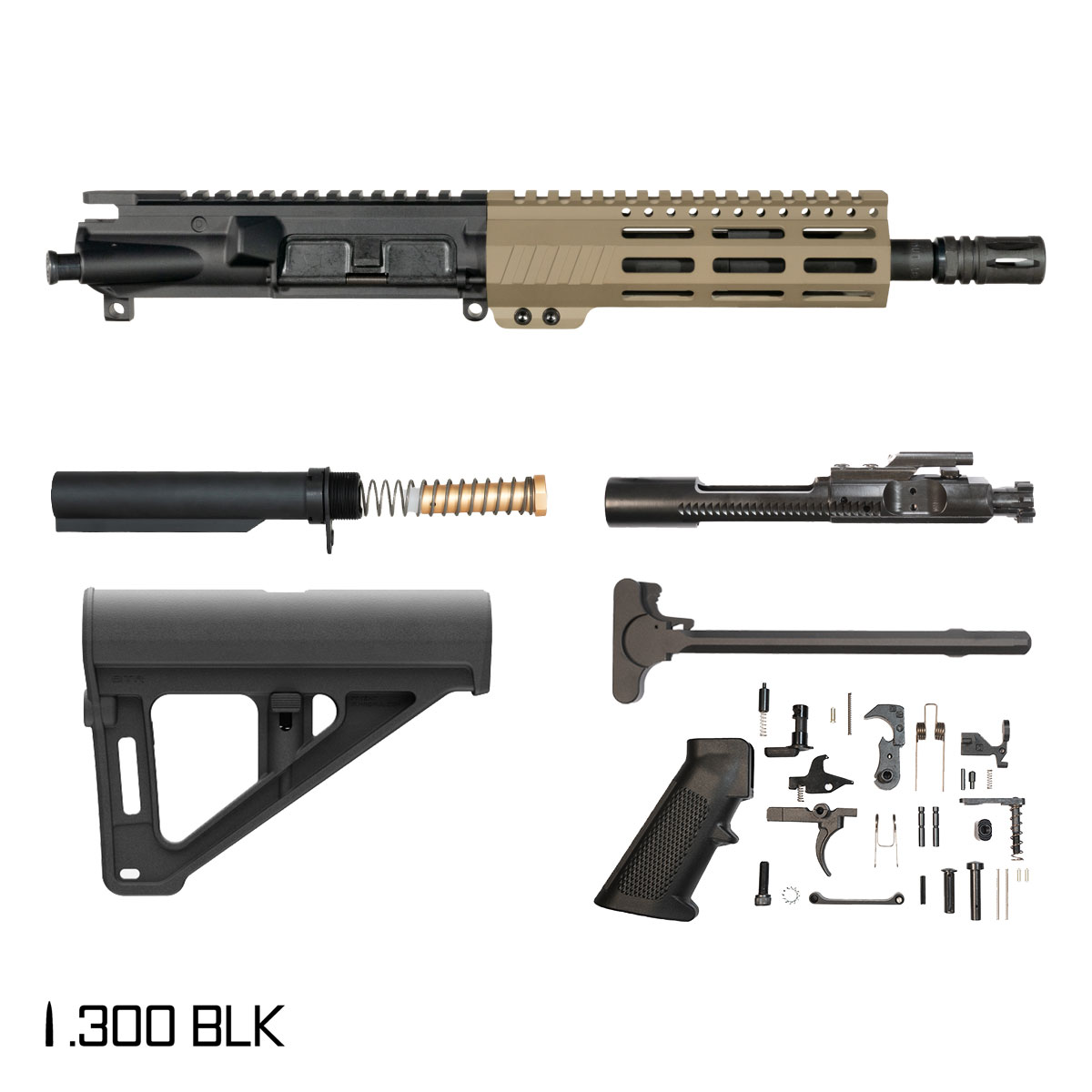 Davidson Defense Desert w/BTR Brace 8.5-inch Pistol-Gas 1:8 300 BLK AR-15 M-Lok Pistol Full Build Kit
