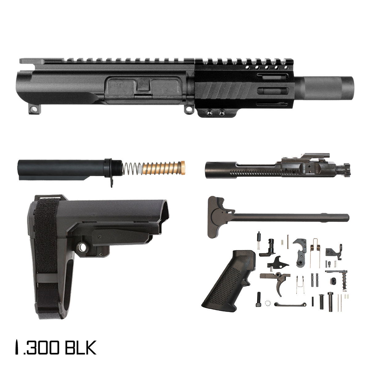 Davidson Defense Nox w/SBA3 Brace 4.5-inch 1:7 300 BLK AR-15 M-Lok Handguard Pistol Full Build Kit