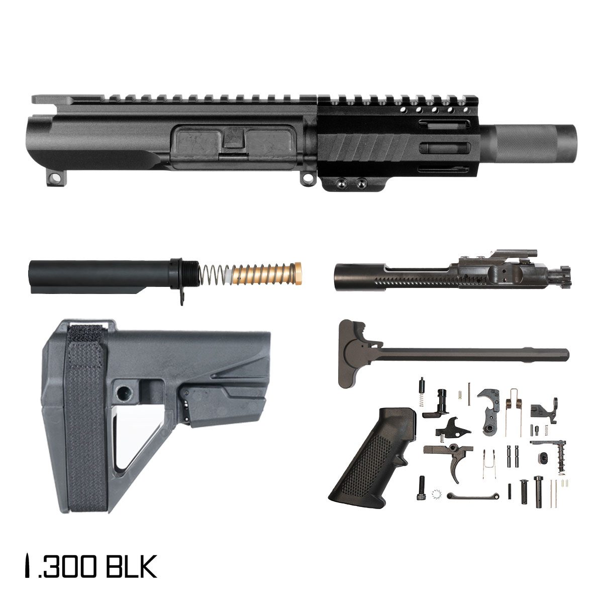 Davidson Defense Nox w/SBA5 Brace 4.5-inch 1:7 300 BLK AR-15 M-Lok Handguard Pistol Full Build Kit