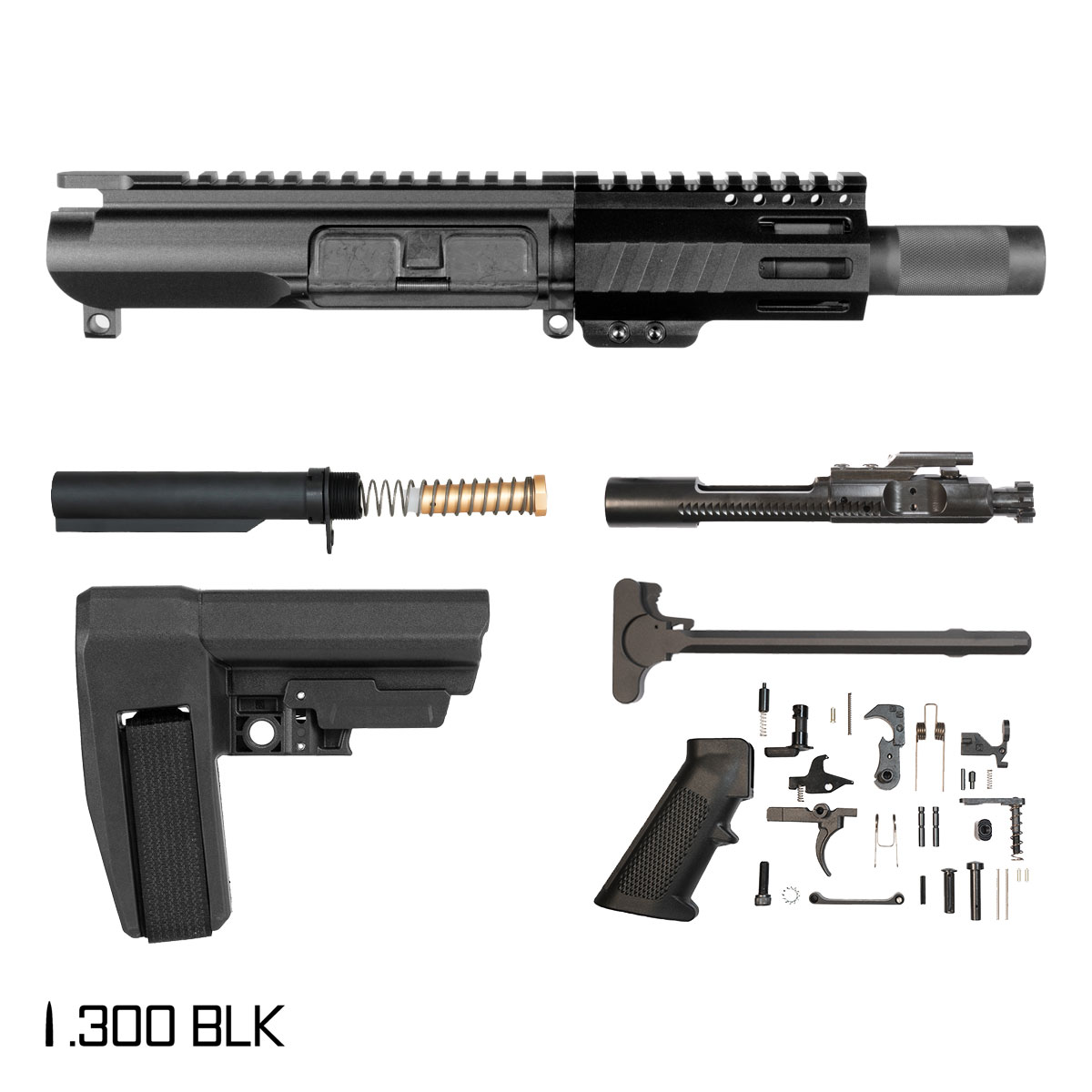 Davidson Defense Nox w/SBA6 Brace 4.5-inch 1:7 300 BLK AR-15 M-Lok Handguard Pistol Full Build Kit