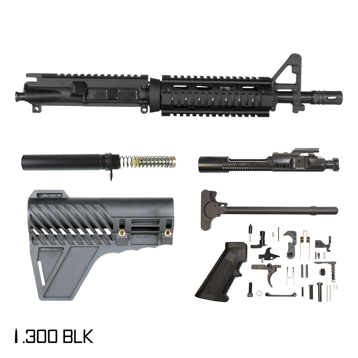 Davidson Defense Breacher Up w/Gauntlet Brace 10.5-inch 1:8 .300 BLK AR-15 FSB Quad Pistol Full Build Kit