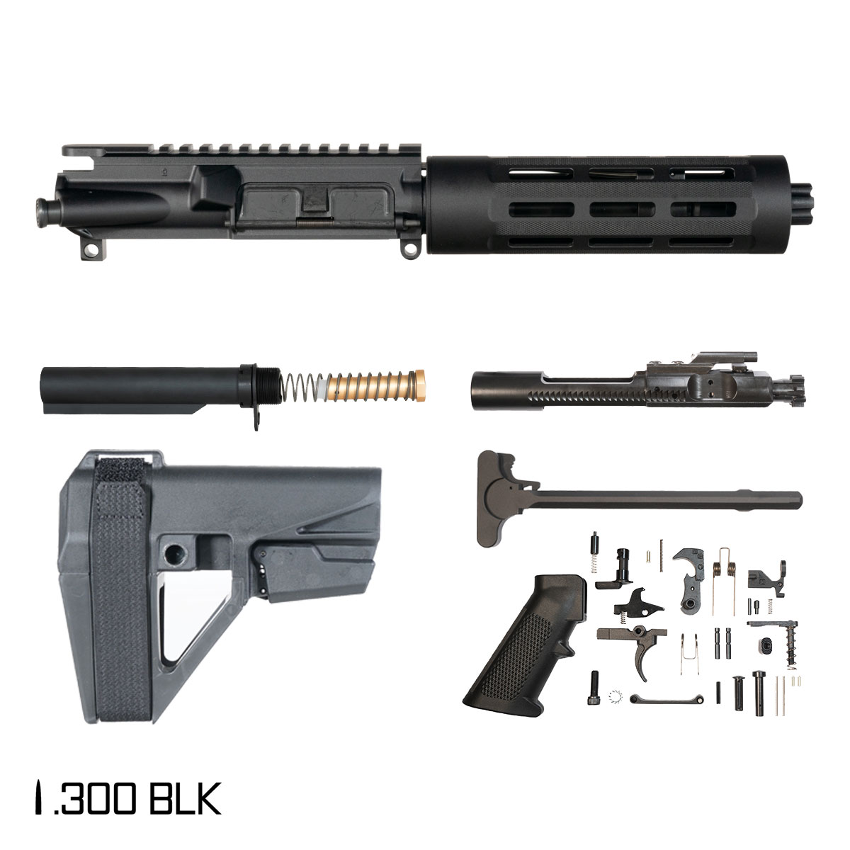 Davidson Defense Night Owl w/SBA5 Brace 6-inch Pistol-Gas 1:7 .300 BLK AR-15 M-Lok Pistol Full Build Kit