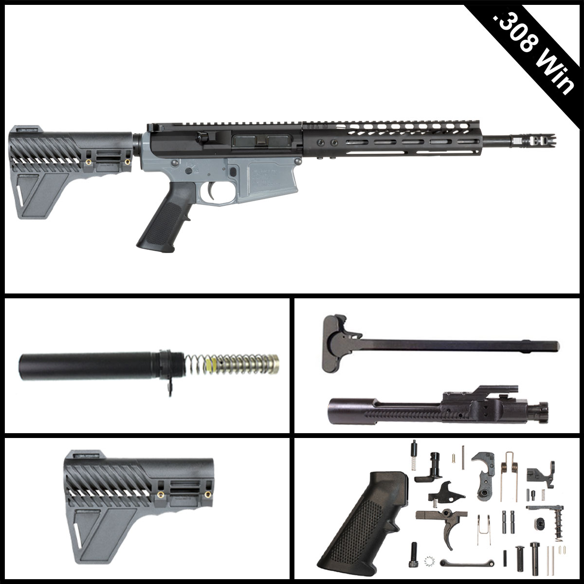 Davidson Defense Andunie w/Gauntlet Arms Brace 12.5-inch LR-308 .308 Win Pistol Full Build Kit