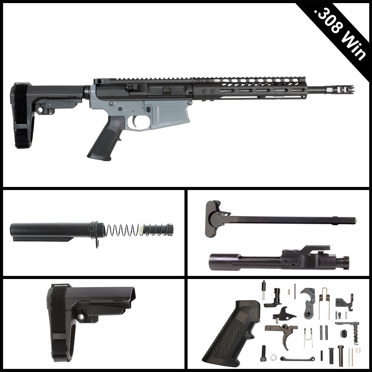 Davidson Defense Andunie w/SBA3 Brace 12.5-inch LR-308 .308 Win Pistol Full Build Kit
