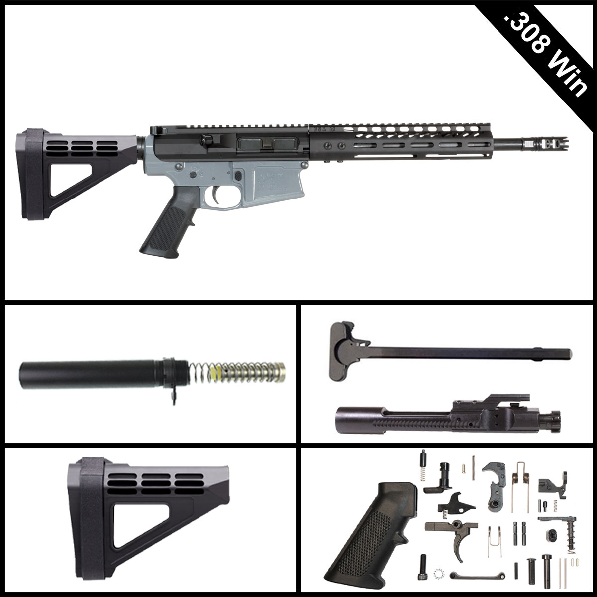 Davidson Defense Andunie w/SBM4 Brace 12.5-inch LR-308 .308 Win Pistol Full Build Kit