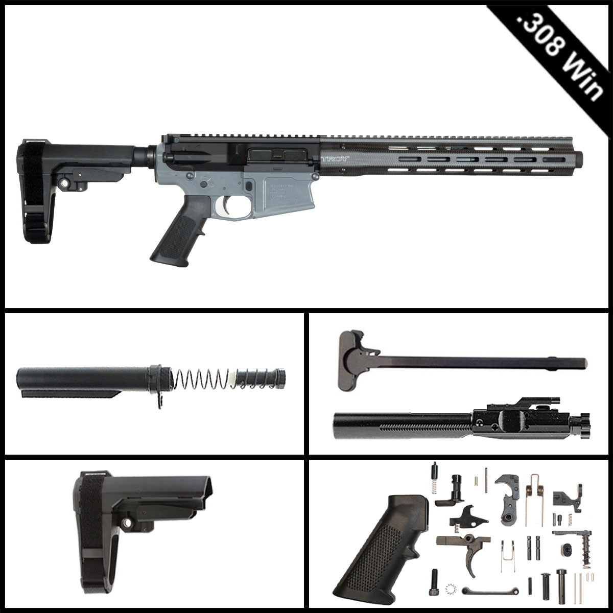 Davidson Defense The Argent Fang w/SBA3 Brace 12.5-inch LR-308 .308 Win Pistol Full Build Kit