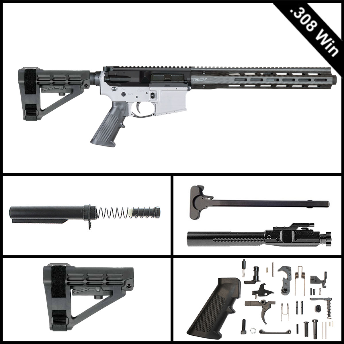 Davidson Defense The Argent Fang w/SBA4 Brace 12.5-inch LR-308 .308 Win Pistol Full Build Kit