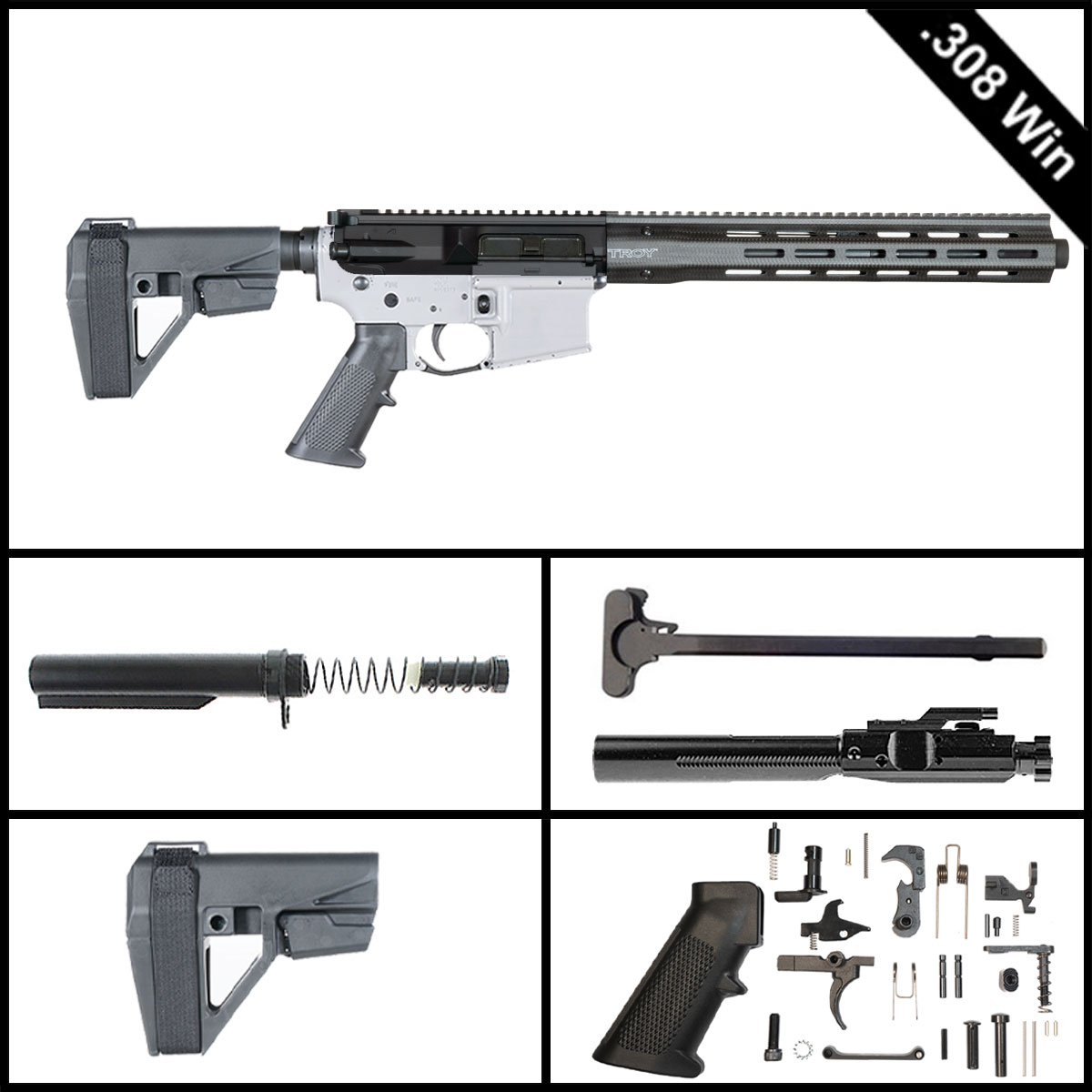 Davidson Defense The Argent Fang w/SBA5 Brace 12.5-inch LR-308 .308 Win Pistol Full Build Kit