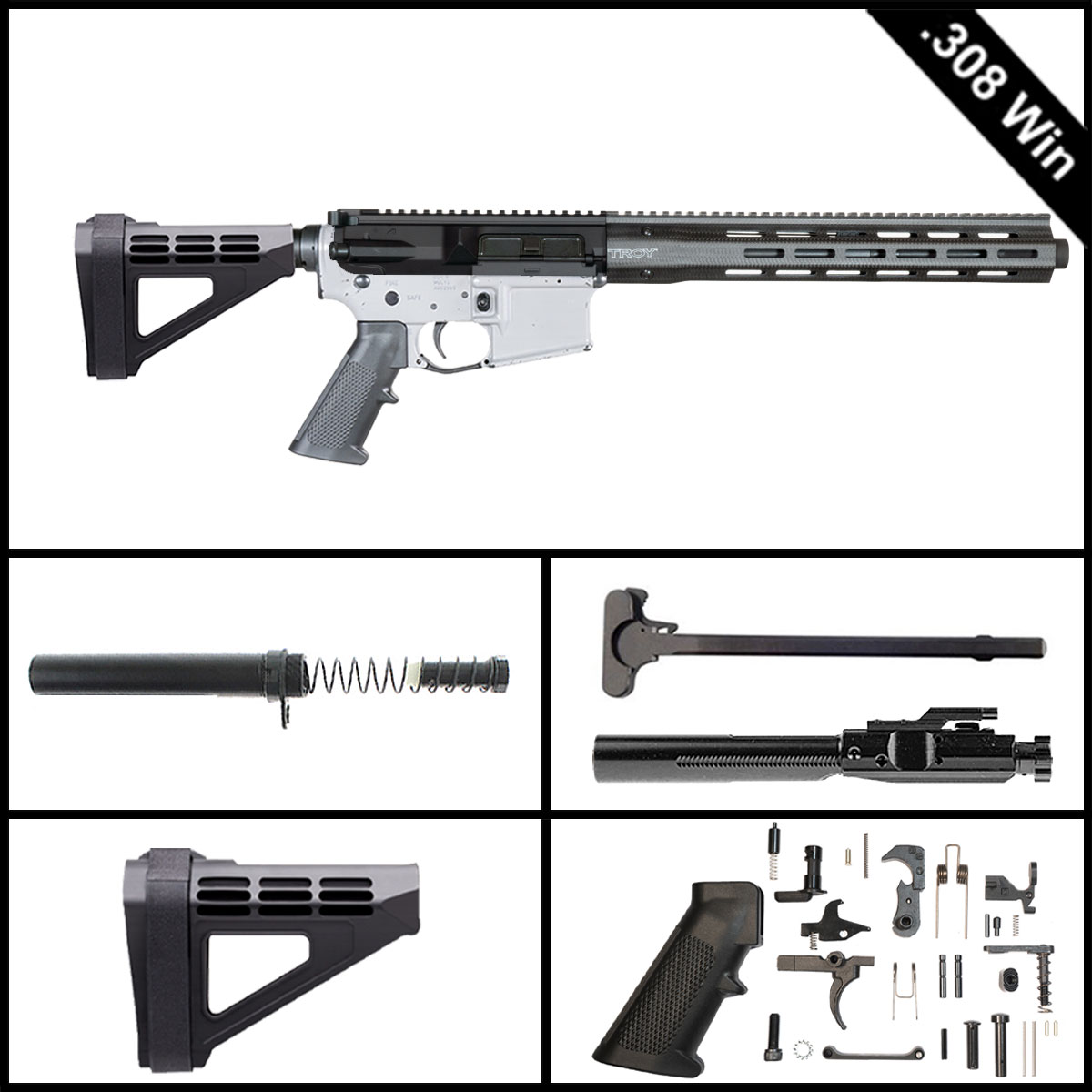 Davidson Defense The Argent Fang w/SBM4 Brace 12.5-inch LR-308 .308 Win Pistol Full Build Kit