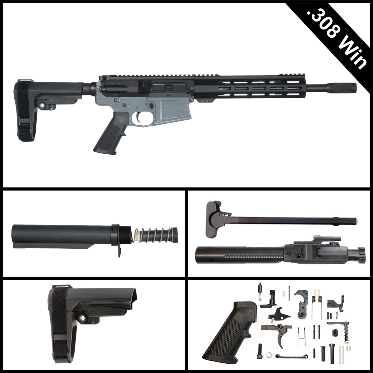 Davidson Defense Inferna w/SBA3 Brace 12.5-inch LR-308 .308 Win Pistol Full Build Kit