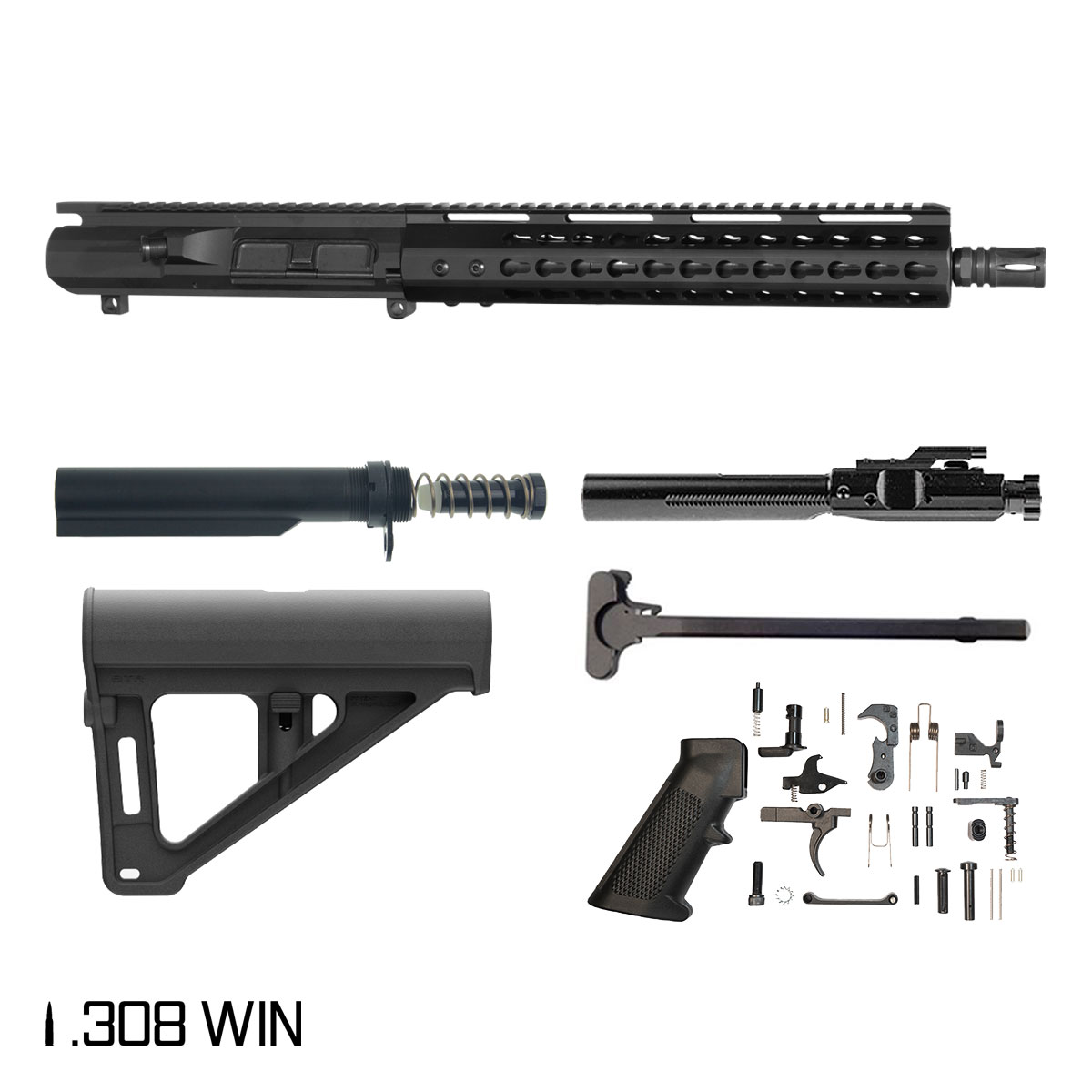 Davidson Defense Warden w/BTR Brace 12.5-inch Pistol-Gas 1:10 308 AR-10 KeyMod Pistol Full Build Kit