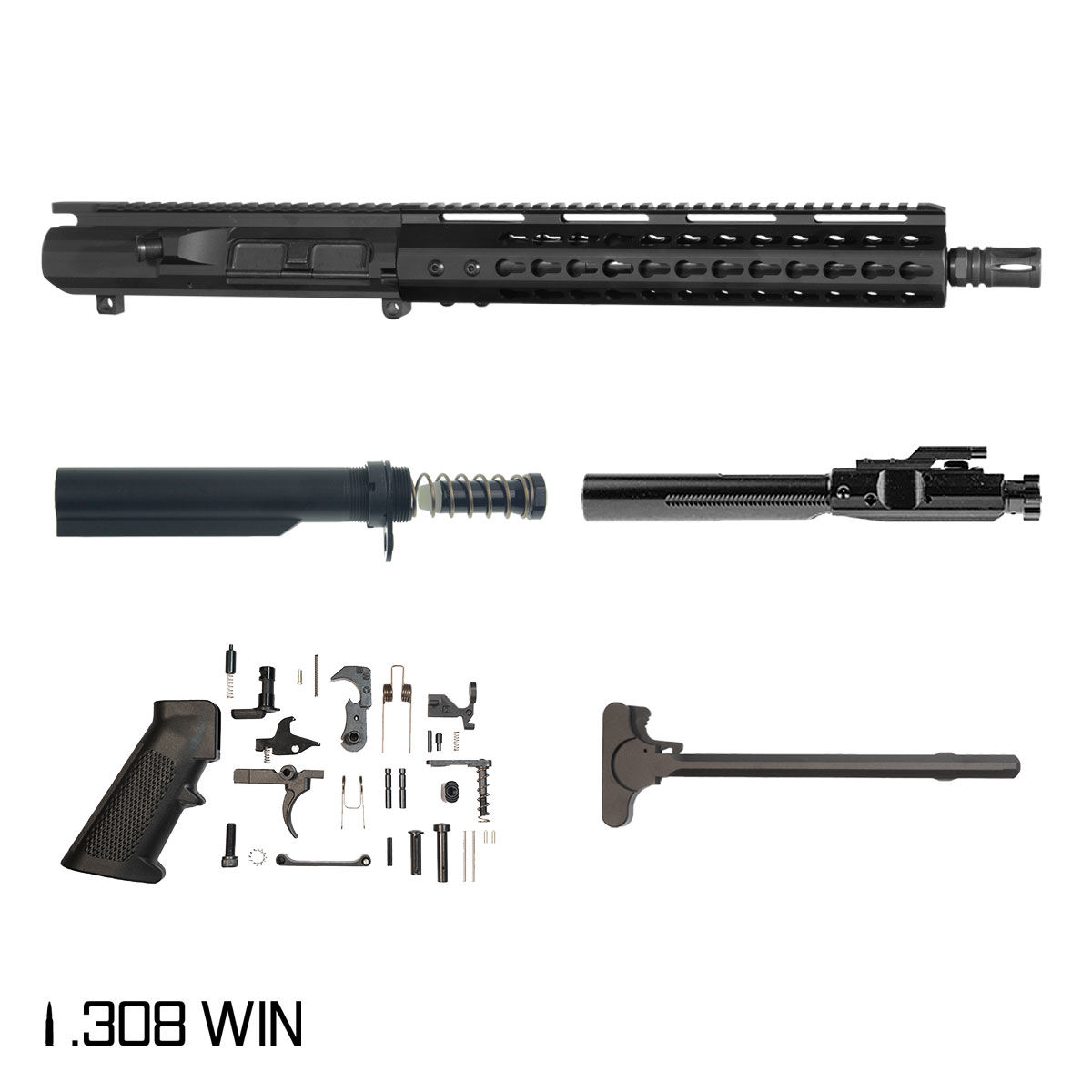 Davidson Defense Warden SBR Ready 12.5-inch Pistol-Gas 1:10 308 AR-10 Freefloat KeyMod Handguard Pistol Full Build Kit