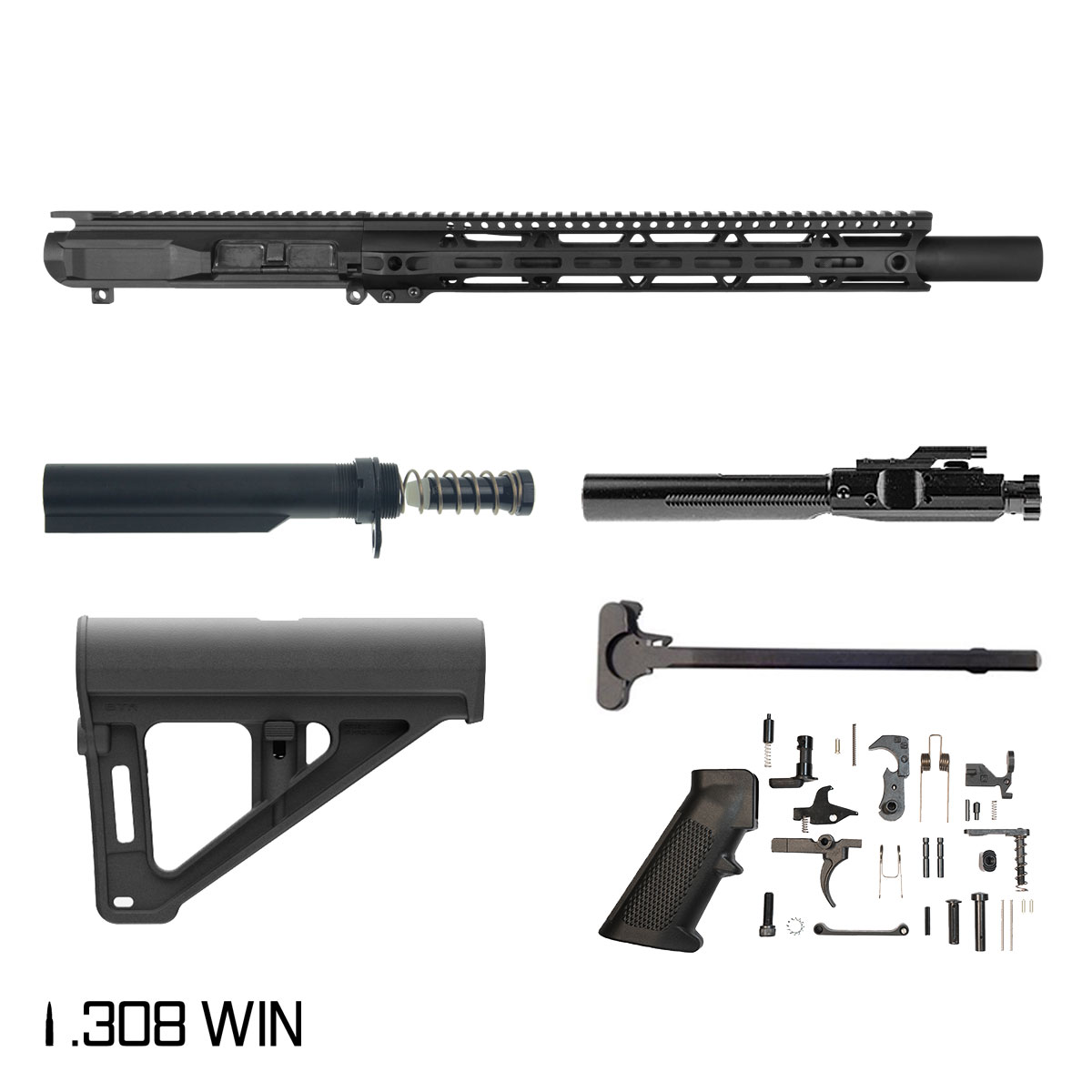 Davidson Defense Trailhead w/BTR Brace 12.5-inch Pistol-Gas 1:10 308 AR-10 Freefloat M-Lok Handguard Pistol Full Build Kit