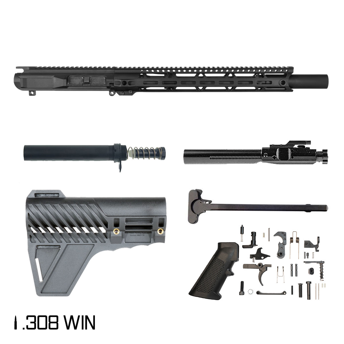 Davidson Defense Trailhead w/Gauntlet Arms Brace 12.5-inch Pistol-Gas 1:10 308 AR-10 Freefloat M-Lok Handguard Pistol Full Build Kit