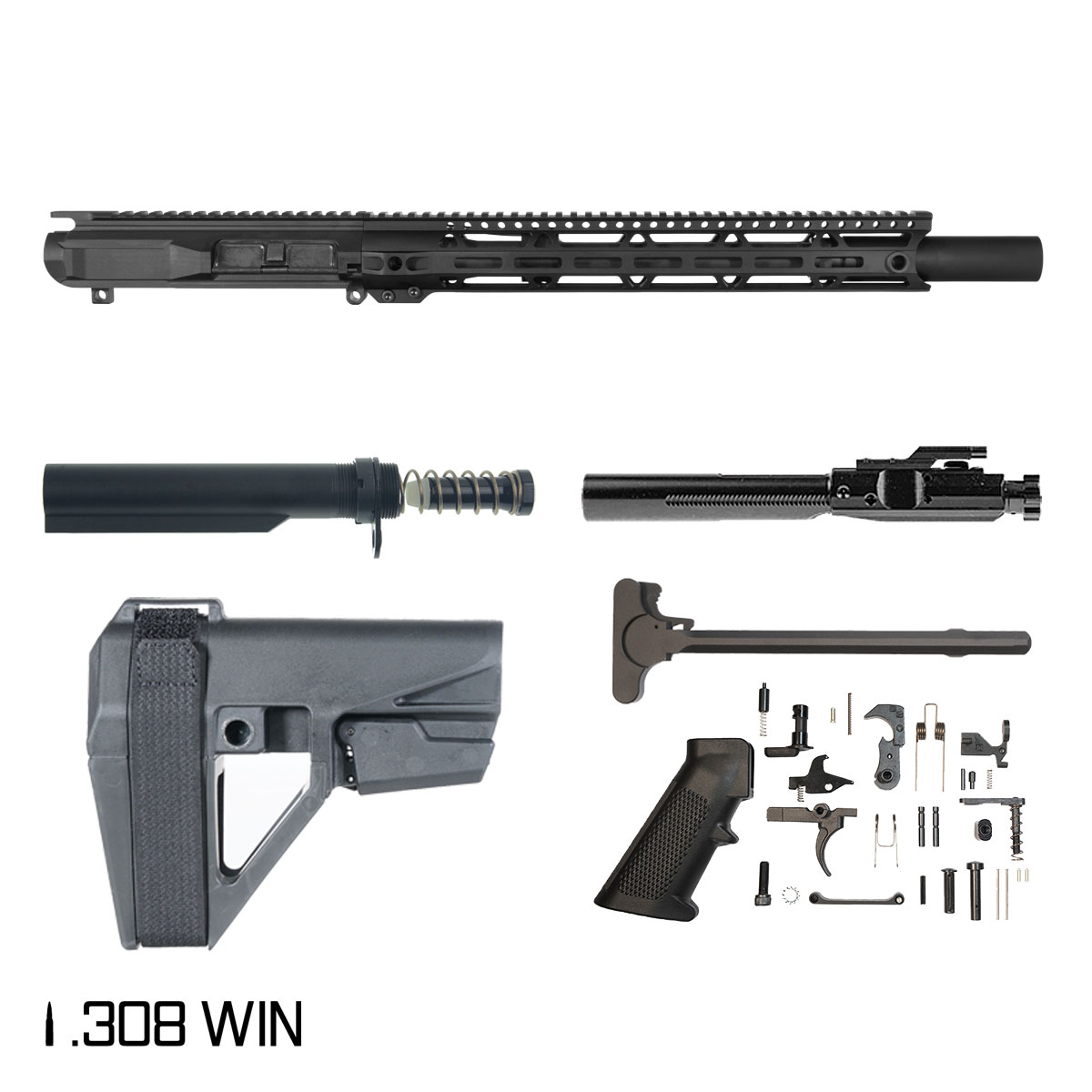 Davidson Defense Trailhead w/SBA5 Brace 12.5-inch Pistol-Gas 1:10 308 AR-10 M-Lok Pistol Full Build Kit