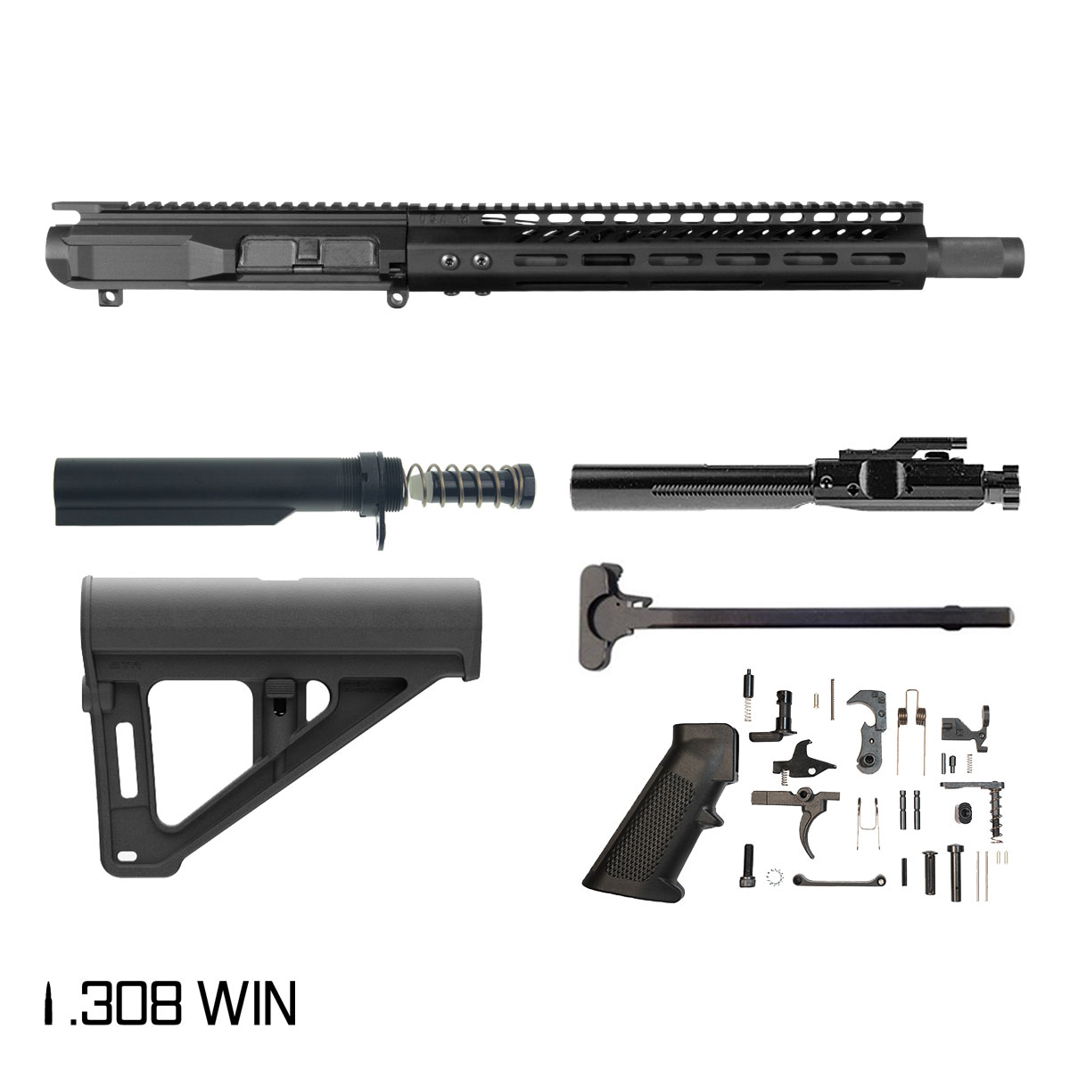 Davidson Defense Statesman w/BTR Brace 12.5-inch Pistol-Gas 1:10 .308 Win AR-10 M-Lok Pistol Full Build Kit