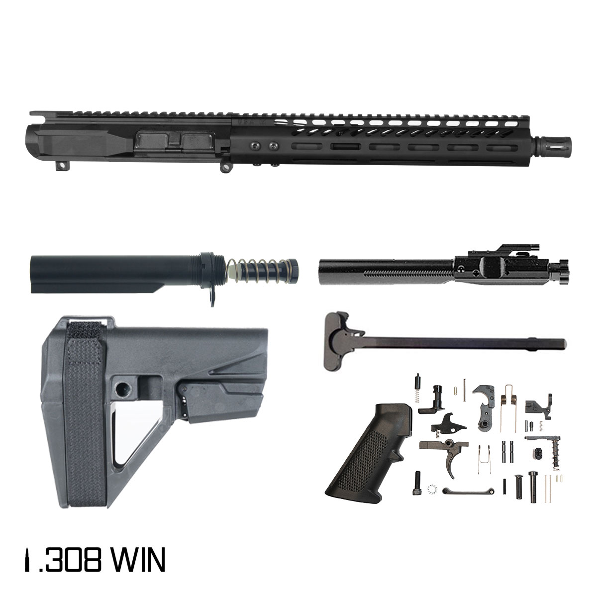 Davidson Defense Incursion w/SBA5 Brace 12.5-inch Pistol-Gas 1:10 .308 Win AR-10 M-Lok Pistol Full Build Kit