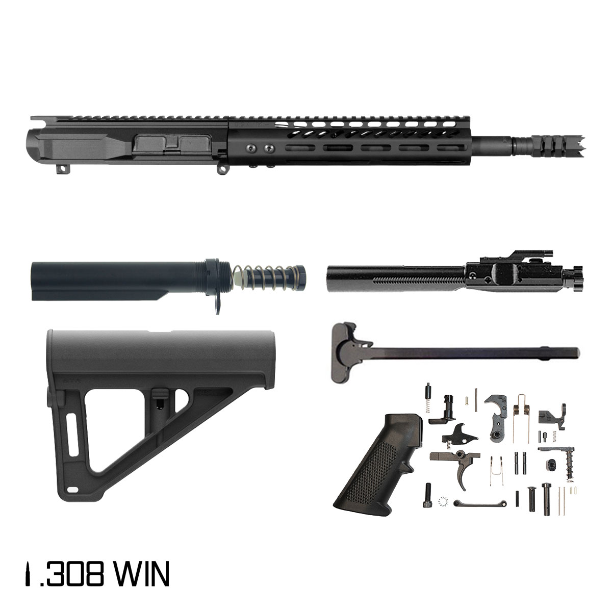 Davidson Defense Invader w/BTR Brace 12.5-inch Pistol-Gas 1:10 308 Win AR-10 M-Lok Pistol Full Build Kit