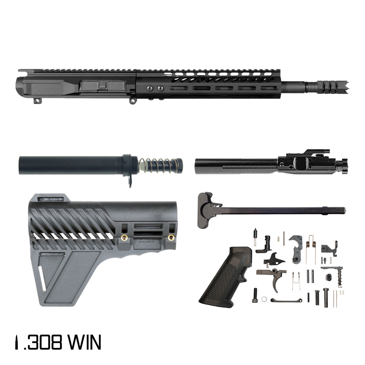 Davidson Defense Invader w/Gauntlet Arms Brace 12.5-inch Pistol-Gas 1:10 308 Win AR-10 M-Lok Pistol Full Build Kit